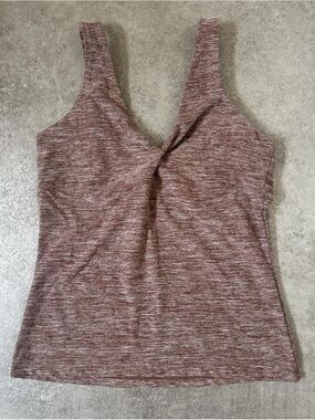 Beyond Yoga Mauve Heather Twist-Front Tank